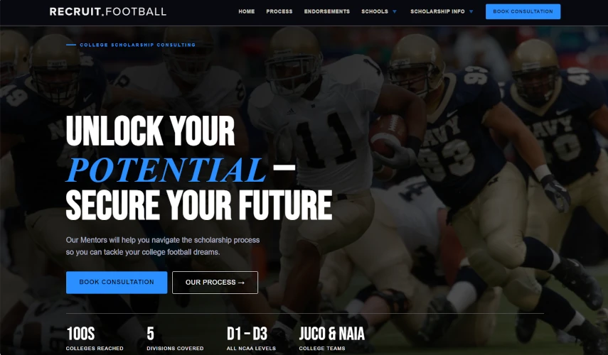 Valor FC high school football team website desktop — Bold Stripes Digital, Broomfield CO web design
