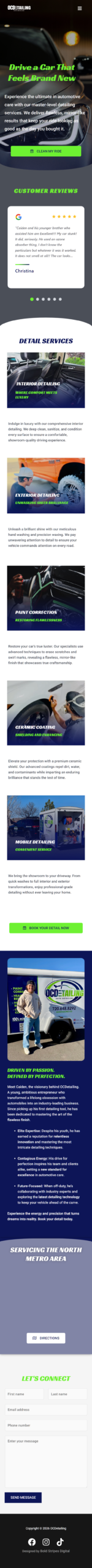 OC Detailing website by Bold Stripes Digital — precision auto detailing services, Colorado