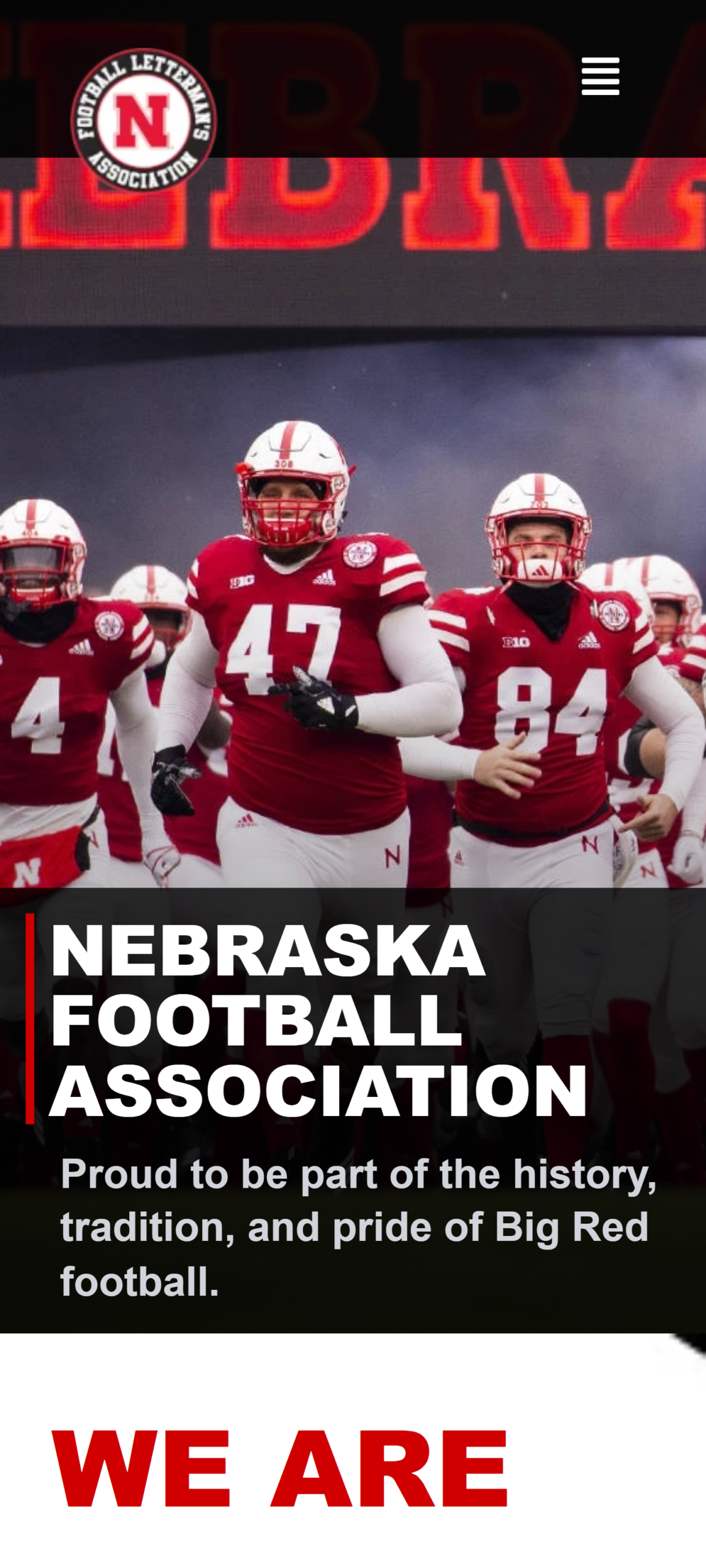 Nebraska Football Association website mobile — Bold Stripes Digital